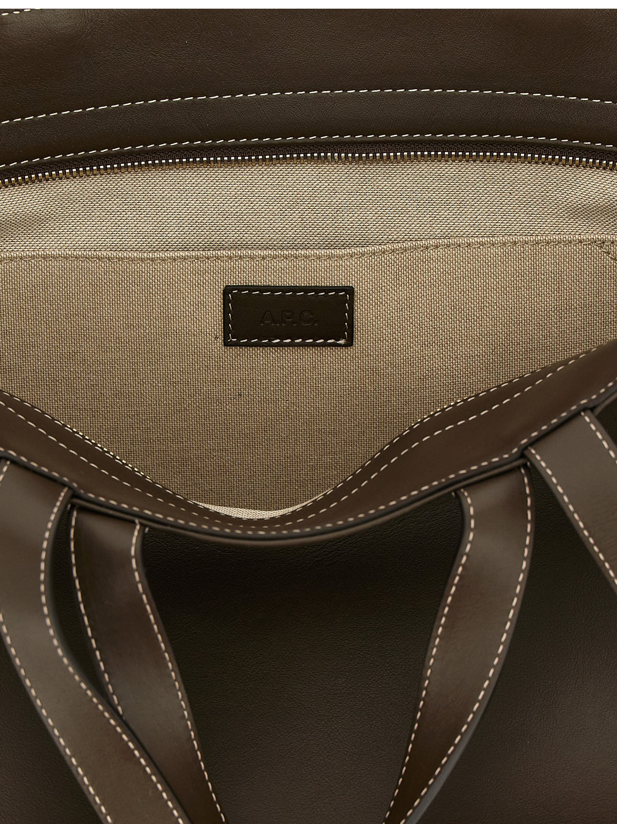 A.P.C. Le Drummer Brown Cowhide Tote Bag