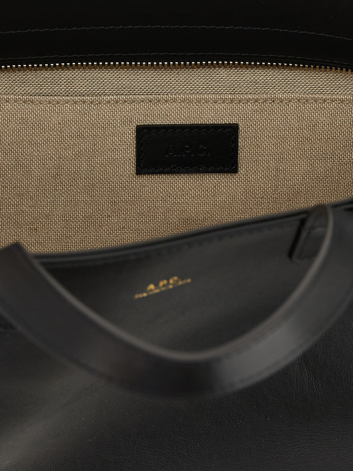 A.P.C. Le Drummer Small Black Cowhide Tote Bag