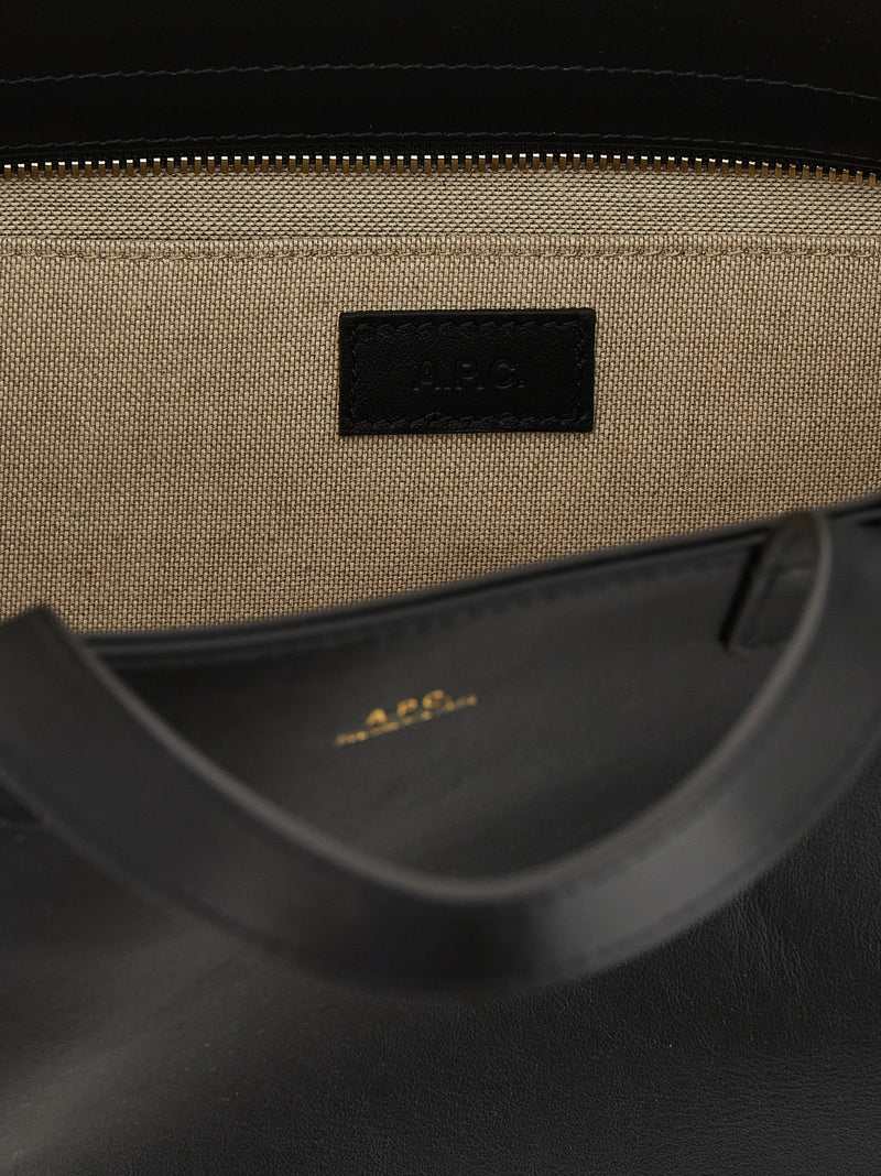 A.P.C. Le Drummer Small Black Cowhide Tote Bag