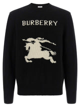 Burberry Black Wool Cardigan with Equestrian Knight Design