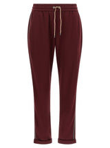 Brunello Cucinelli Bordeaux Cotton Joggers - Luxury Sportswear