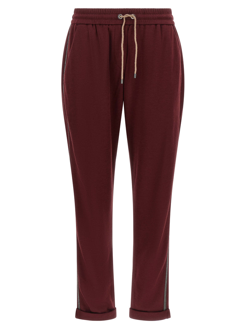 Brunello Cucinelli Bordeaux Cotton Joggers (Workout Pants)