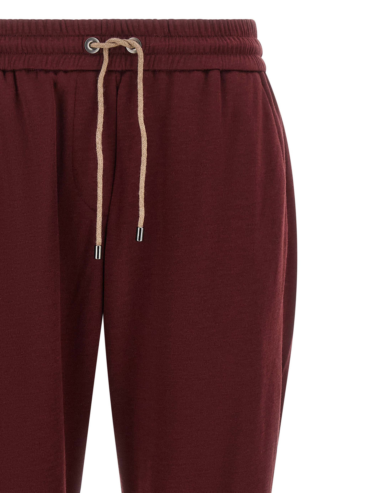 Brunello Cucinelli Bordeaux Cotton Joggers - Luxury Sportswear