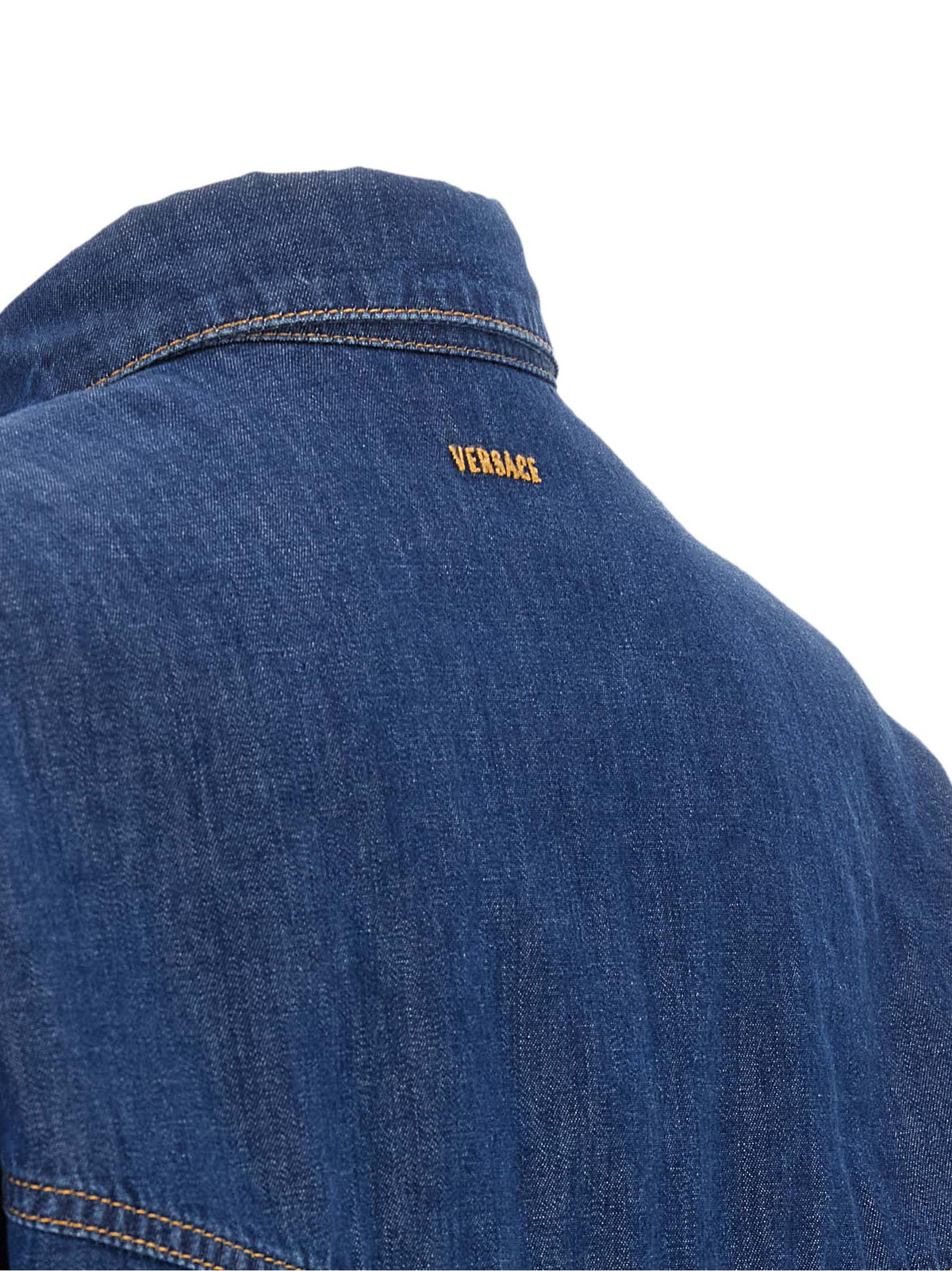 Versace Blue Cotton Blouse - Structured Crop Design