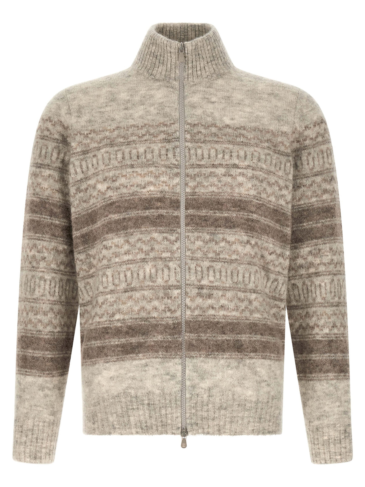 Brunello Cucinelli Beige Alpaca Leather Cardigan