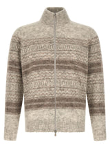 Brunello Cucinelli Beige Alpaca Leather Cardigan