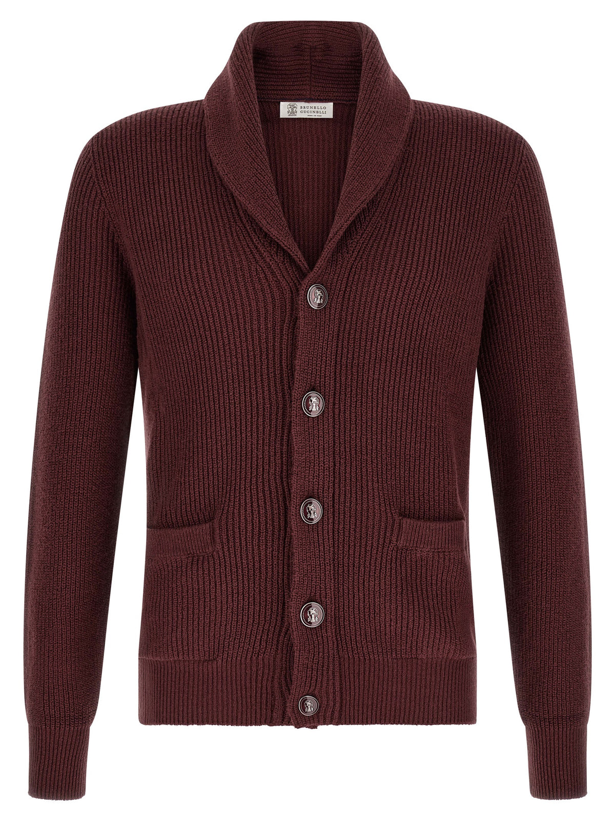 Brunello Cucinelli Bordeaux Cotton Cardigan for Men
