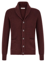 Brunello Cucinelli Bordeaux Cotton Cardigan for Men