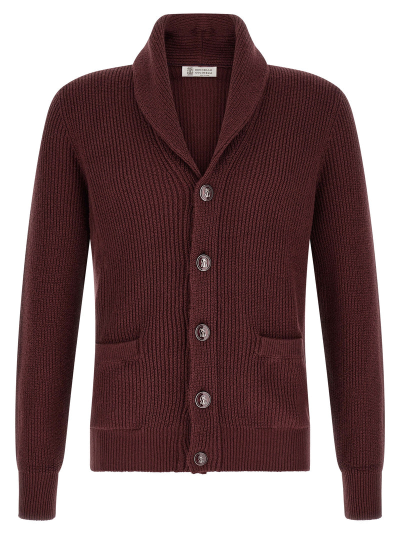 Brunello Cucinelli Bordeaux Cotton Cardigan for Men