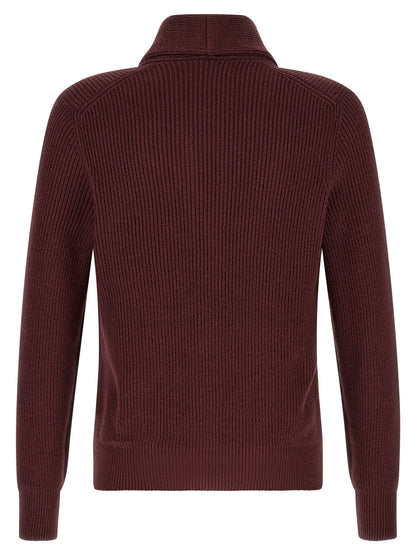 Brunello Cucinelli Bordeaux Cotton Cardigan
