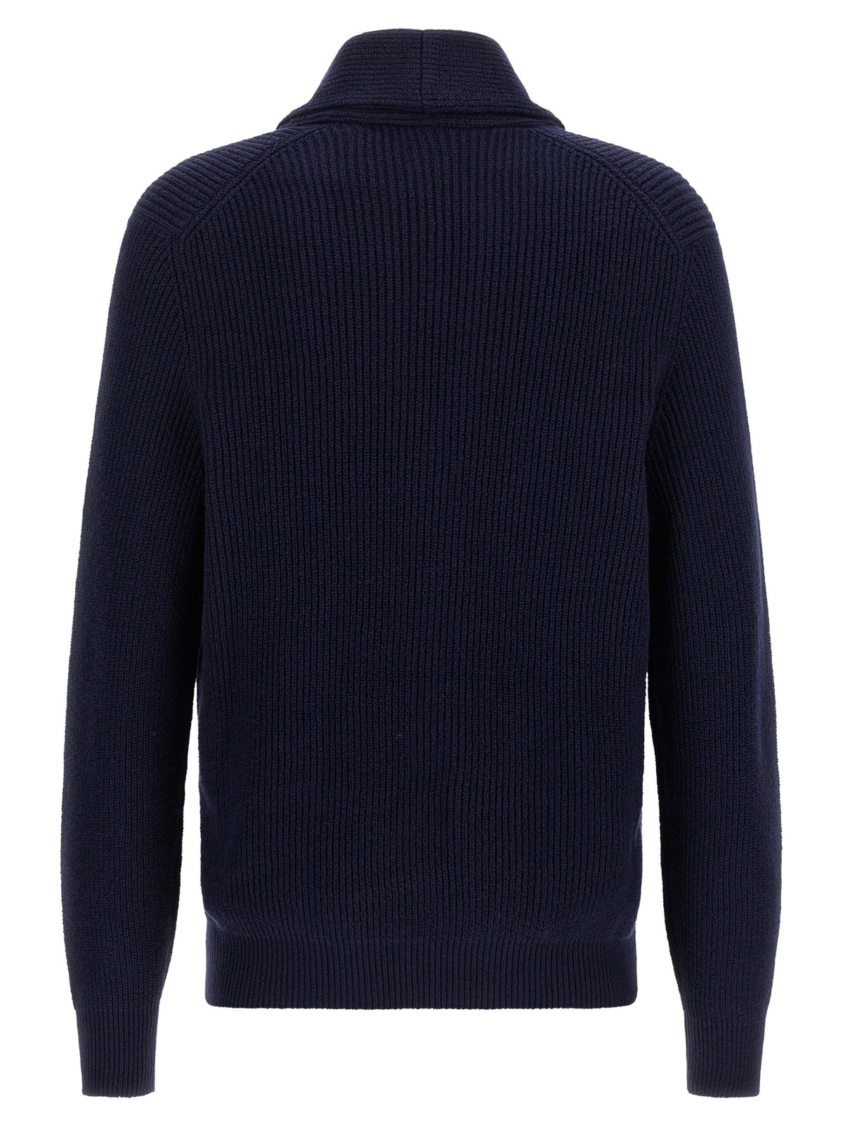 Brunello Cucinelli Blue Cotton Shawl-Neck Cardigan for Men