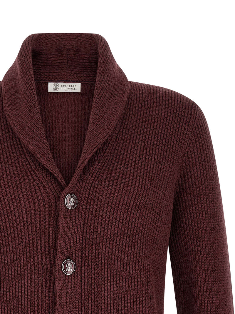 Brunello Cucinelli Bordeaux Cotton Cardigan for Men