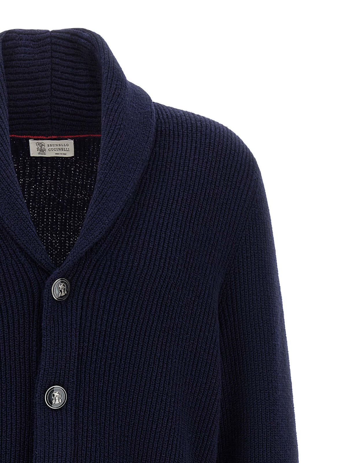 Brunello Cucinelli Blue Cotton Shawl-Neck Cardigan for Men