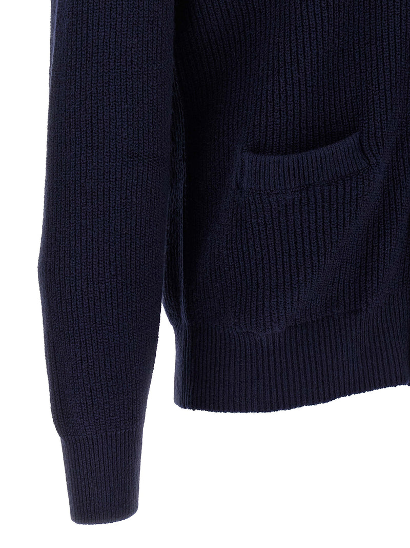 Brunello Cucinelli Blue Cotton Shawl Neck Cardigan for Men