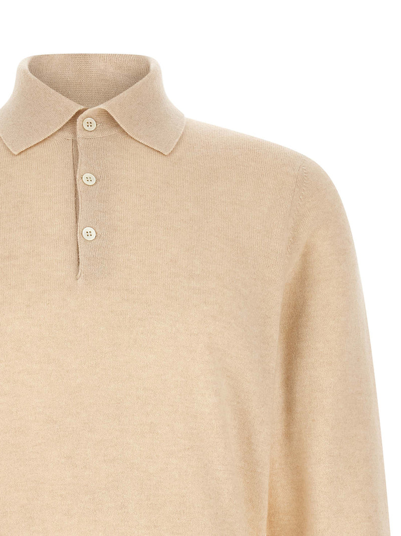 Brunello Cucinelli Beige Cashmere Polo Shirt for Men