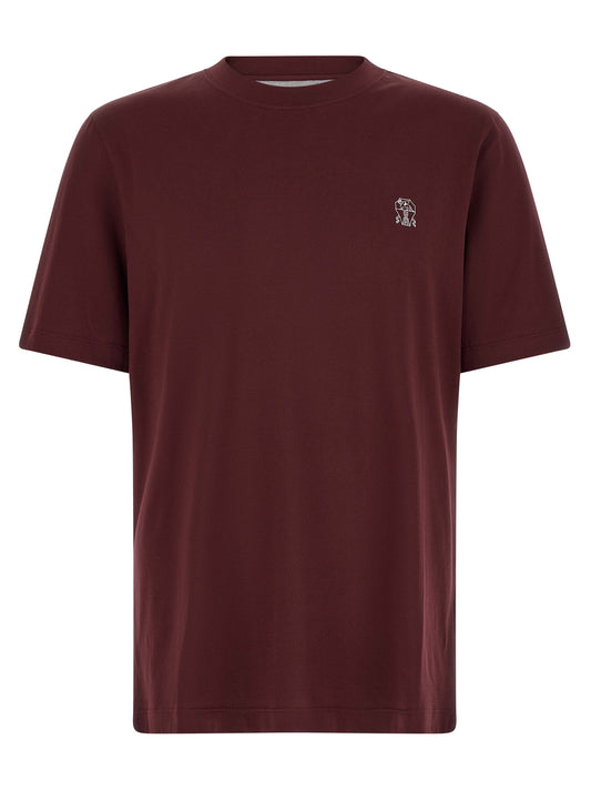Brunello Cucinelli Bordeaux Cotton T-Shirt