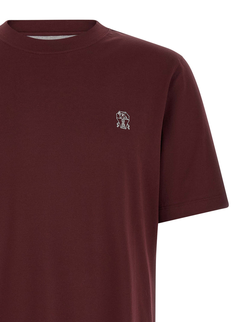 Brunello Cucinelli Bordeaux Cotton T-Shirt