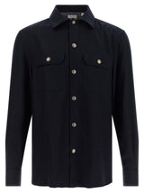 Brunello Cucinelli Blue Virgin Wool Blouse for Men
