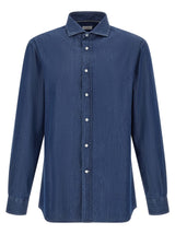 Brunello Cucinelli Blue Cotton Blouse for Men