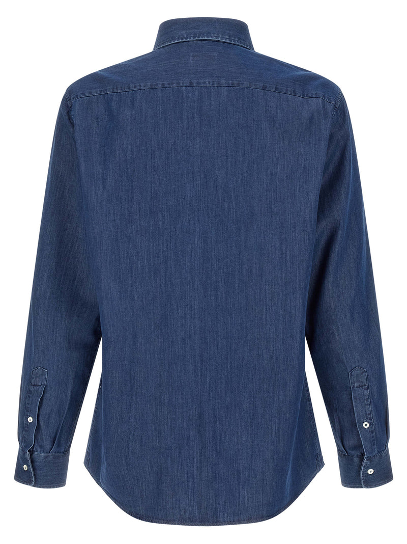Brunello Cucinelli Blue Cotton Blouse for Men