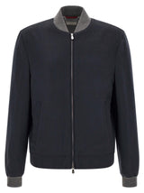 Brunello Cucinelli Blue Cashmere Bomber Jacket for Men