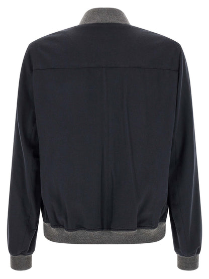 Brunello Cucinelli Blue Cashmere Bomber