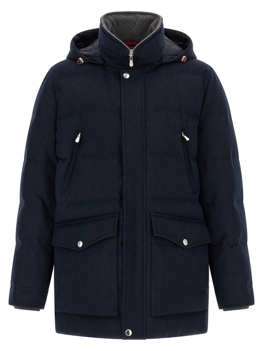 Brunello Cucinelli Blue Wool Parka - Luxury Outerwear for Men