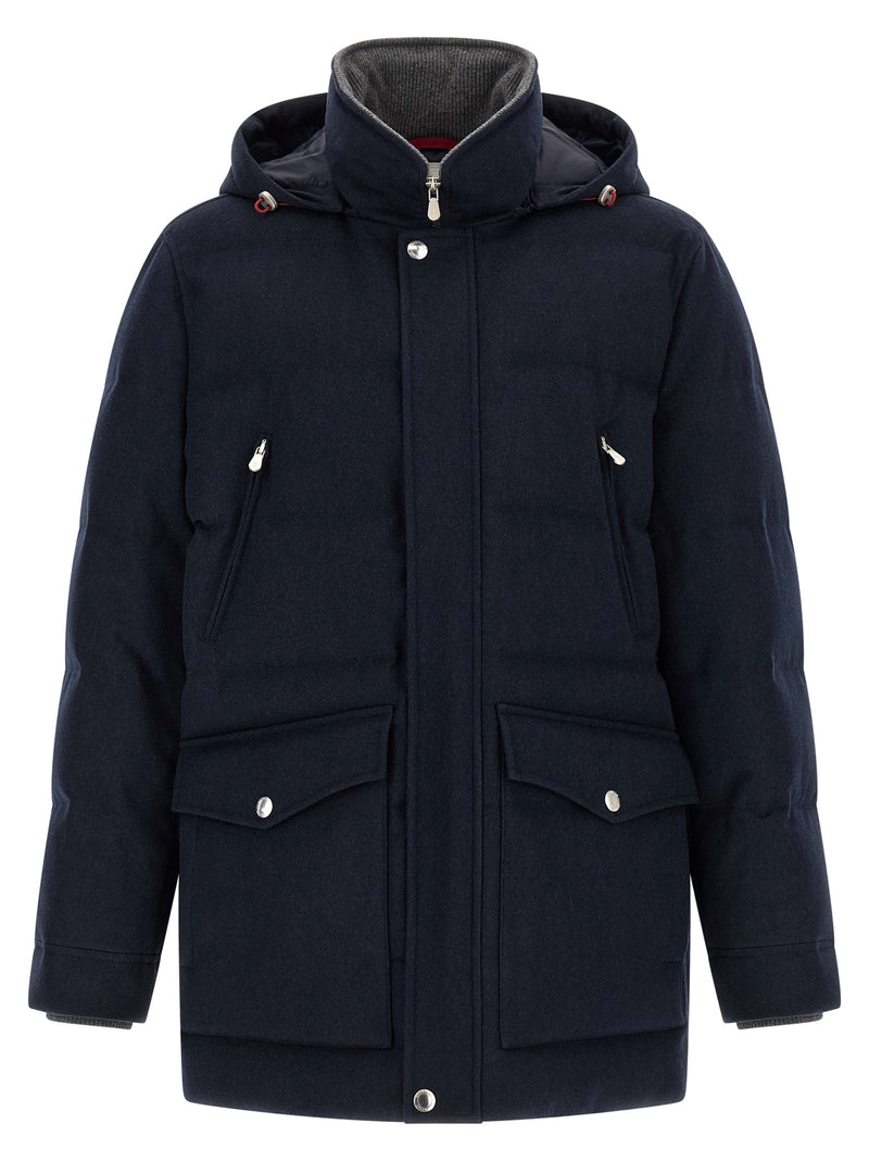Brunello Cucinelli Blue Wool Parka - Luxury Outerwear for Men
