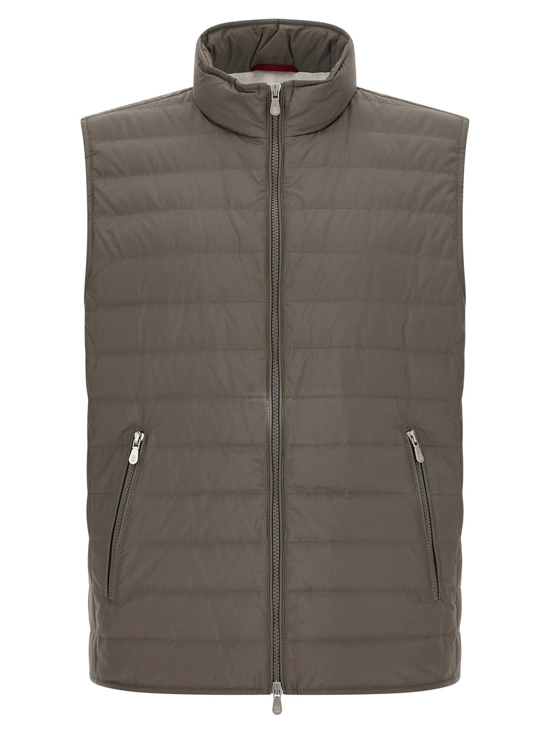 Brunello Cucinelli Bicolor Polyester Sleeveless Jacket for Men