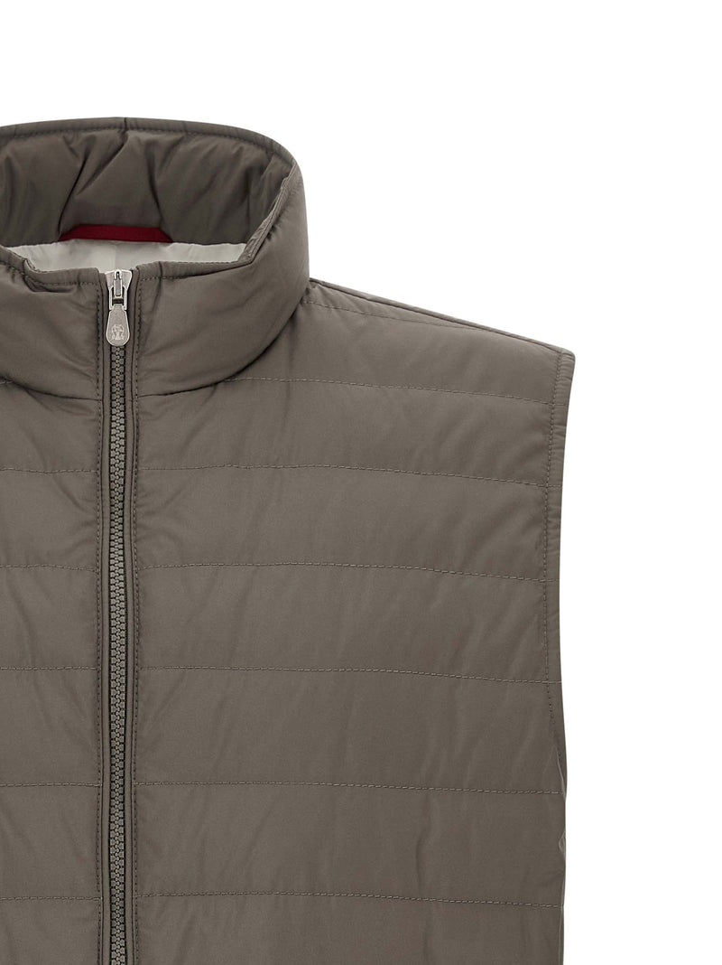 Brunello Cucinelli Bicolor Polyester Sleeveless Jacket for Men