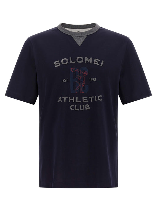 Brunello Cucinelli Blue Cotton T-Shirt for Men