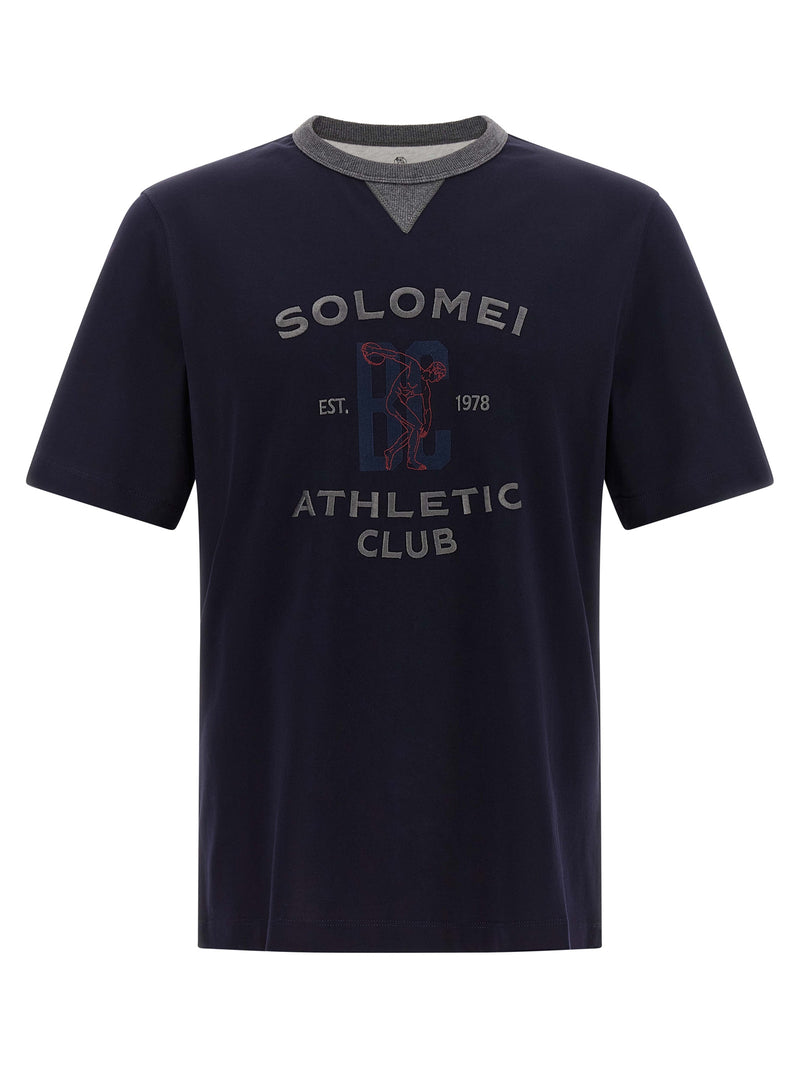Brunello Cucinelli Blue Cotton T-Shirt for Men