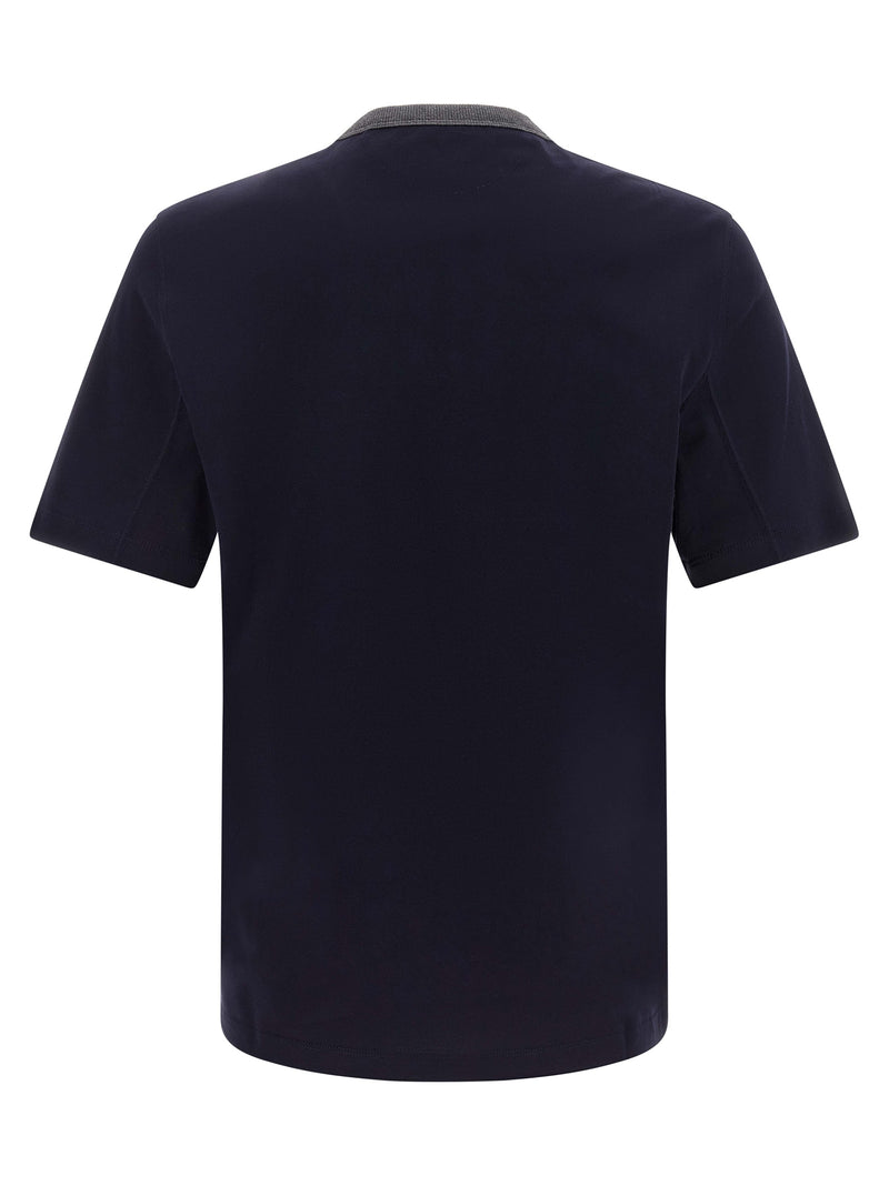 Brunello Cucinelli Blue Cotton T-Shirt for Men