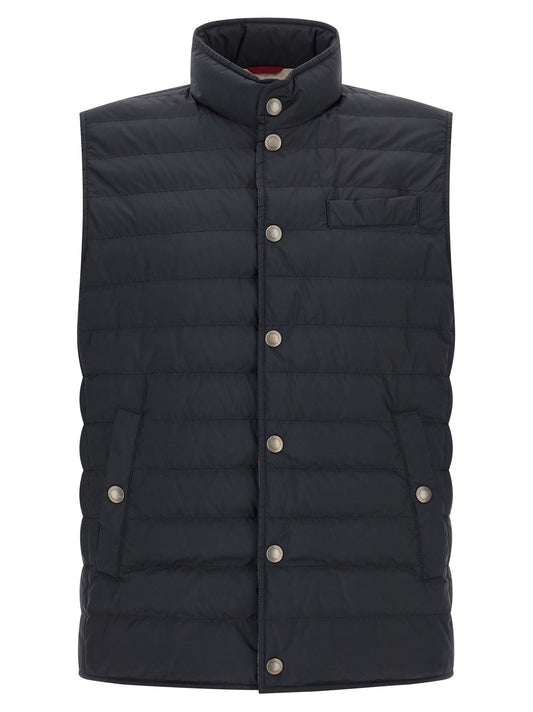 Brunello Cucinelli Blue Goose Feather Padded Sleeveless Jacket
