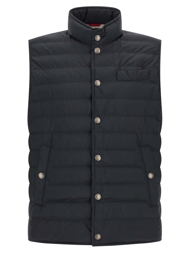 Brunello Cucinelli Blue Goose Feather Padded Sleeveless Jacket