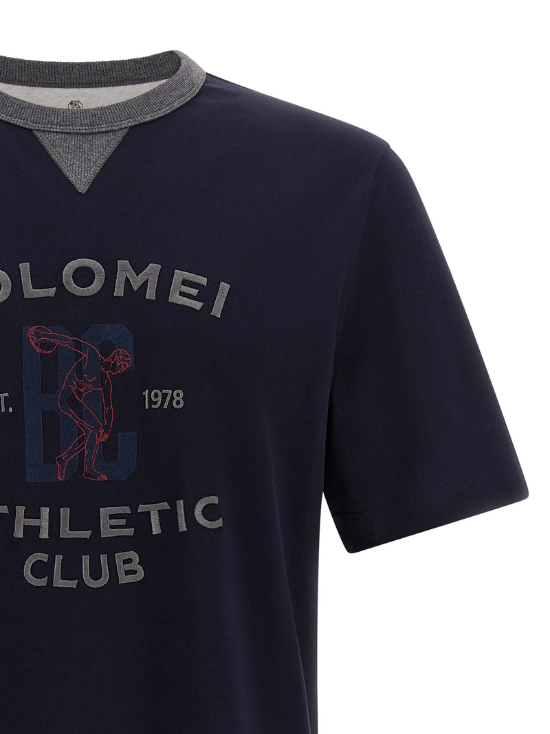 Brunello Cucinelli Blue Cotton T-Shirt for Men