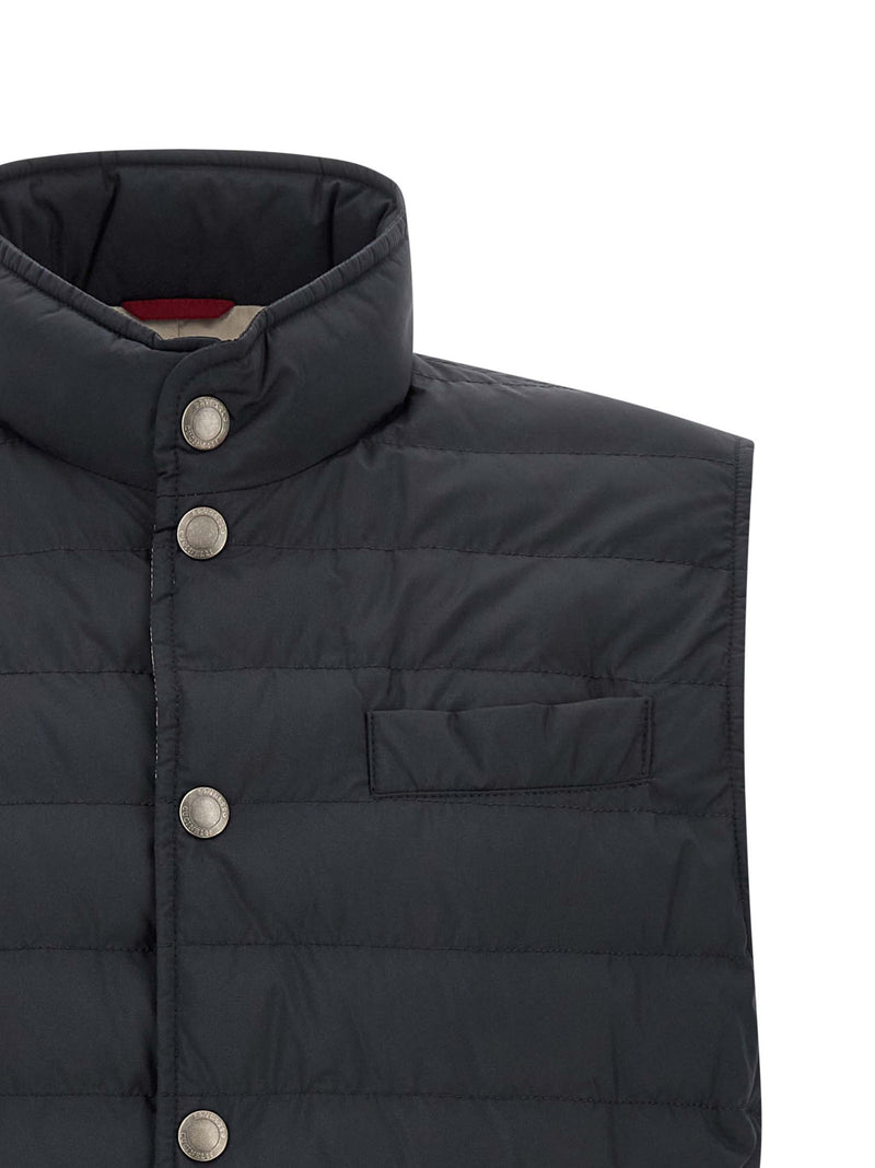 Brunello Cucinelli Blue Goose Feather Padded Sleeveless Jacket