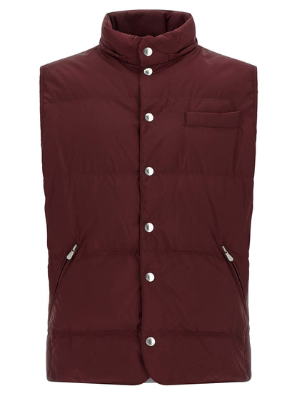 Brunello Cucinelli Bordeaux Polyester Sleeveless Jacket