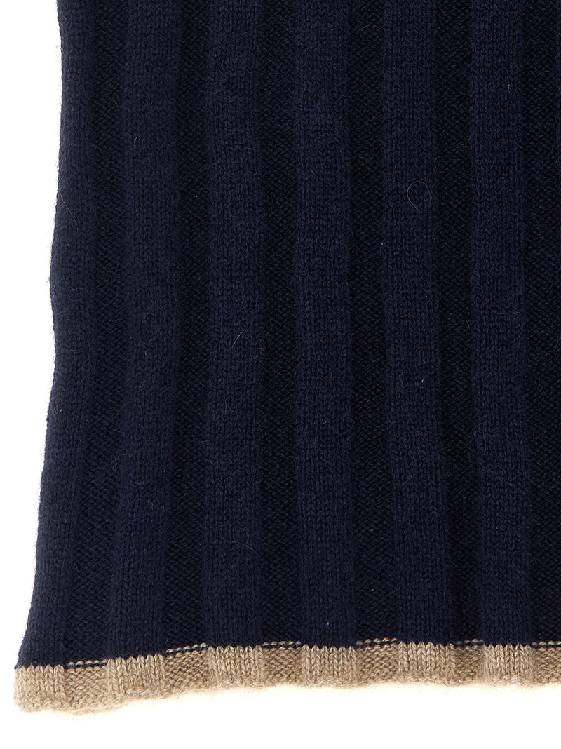 Brunello Cucinelli Blue Cashmere Scarf - Luxurious Italian Accessory