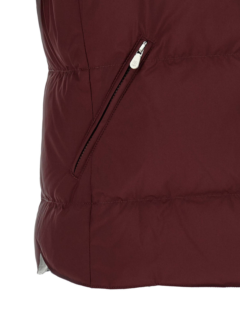 Brunello Cucinelli Bordeaux Goose Feather Padded Sleeveless Jacket