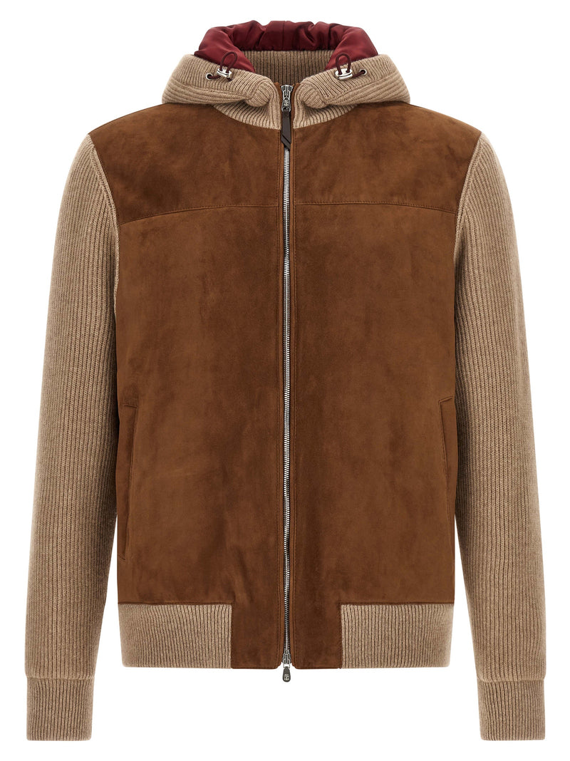 Brunello Cucinelli Brown Lamb Leather Bomber Jacket