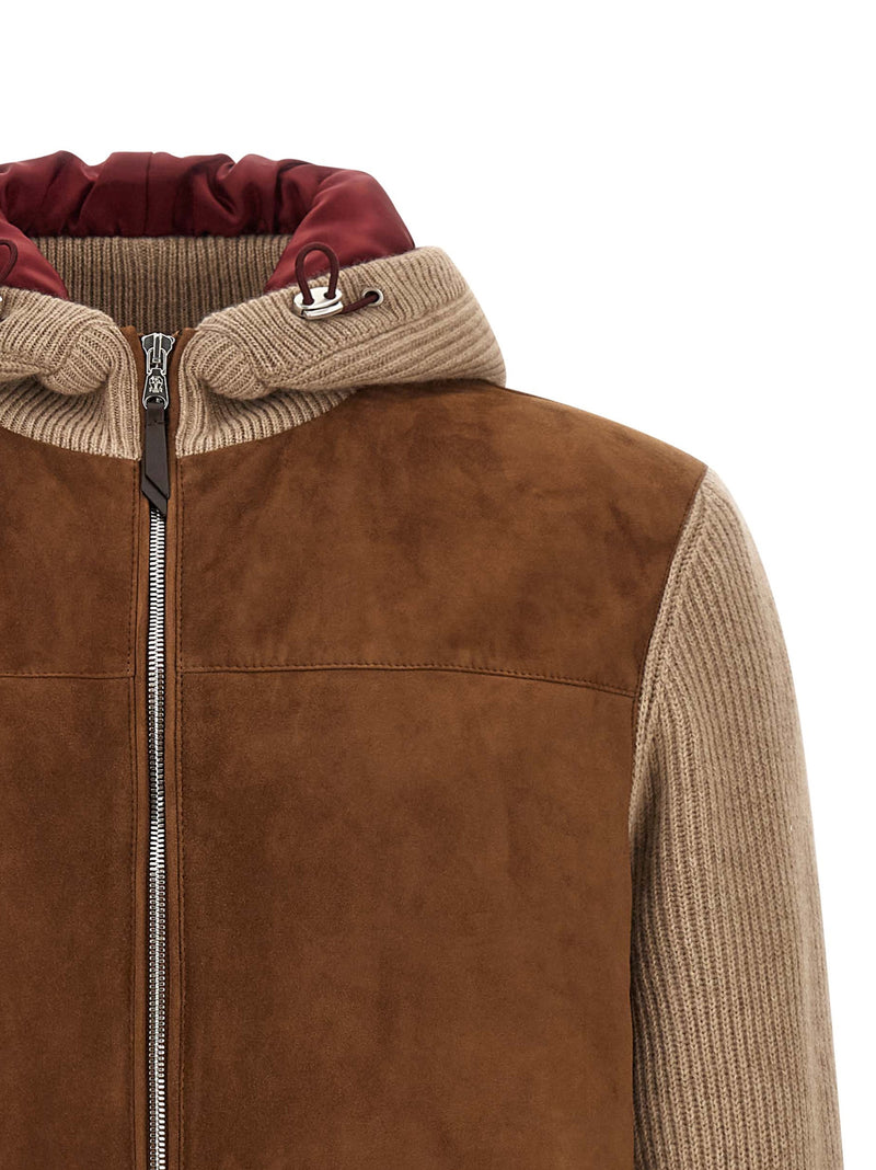 Brunello Cucinelli Brown Lamb Leather Bomber Jacket