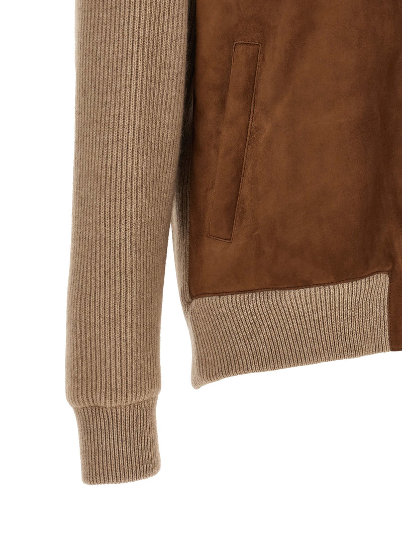 Brunello Cucinelli Brown Lamb Leather Bomber Jacket