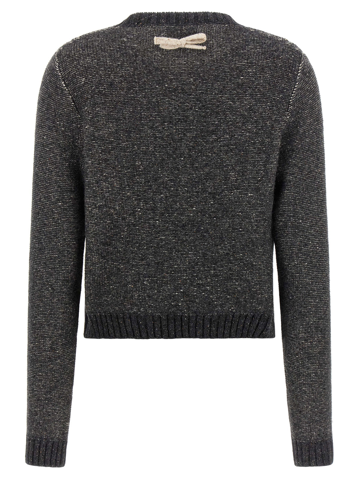 Moschino Gray Wool Cardigan with Embossed Bows