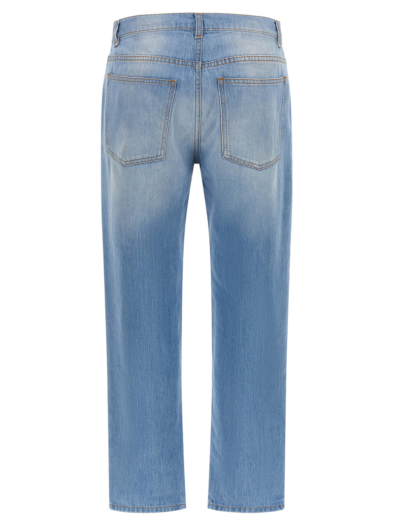 Moschino Blue Cotton Straight-Leg Jeans for Women