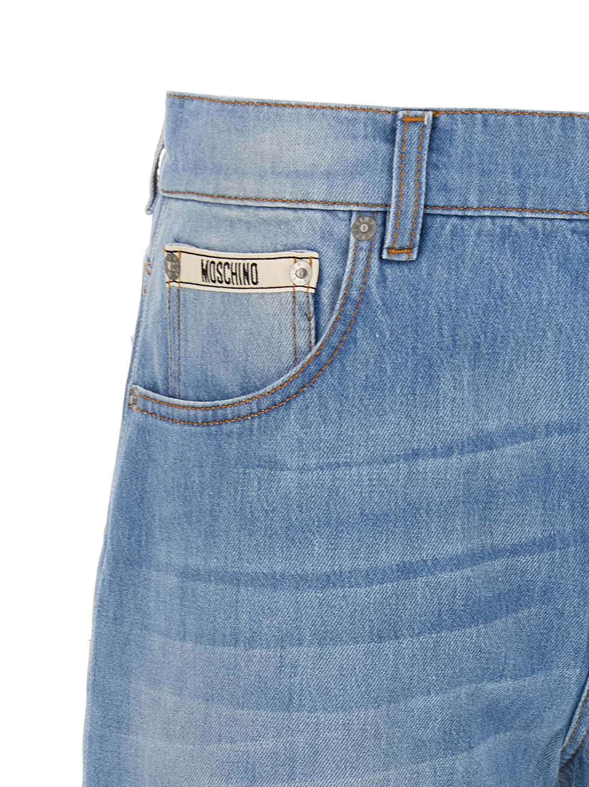 Moschino Blue Cotton Straight-Leg Jeans for Women