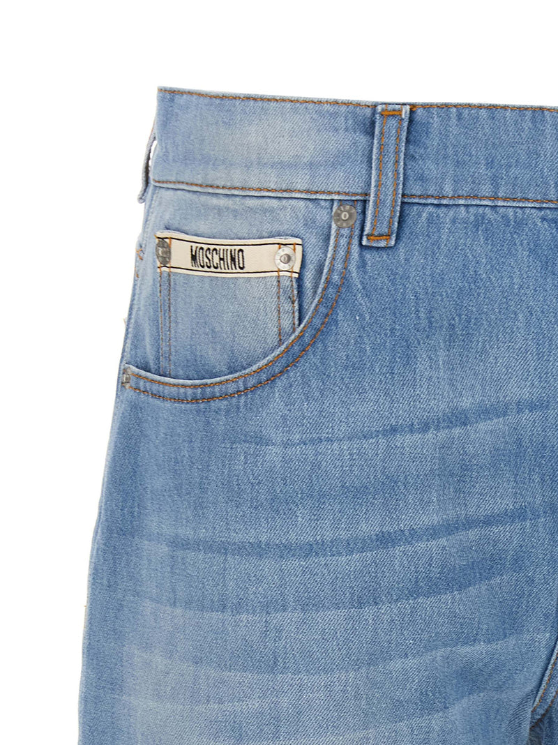 Moschino Blue Cotton Straight-Leg Jeans for Women