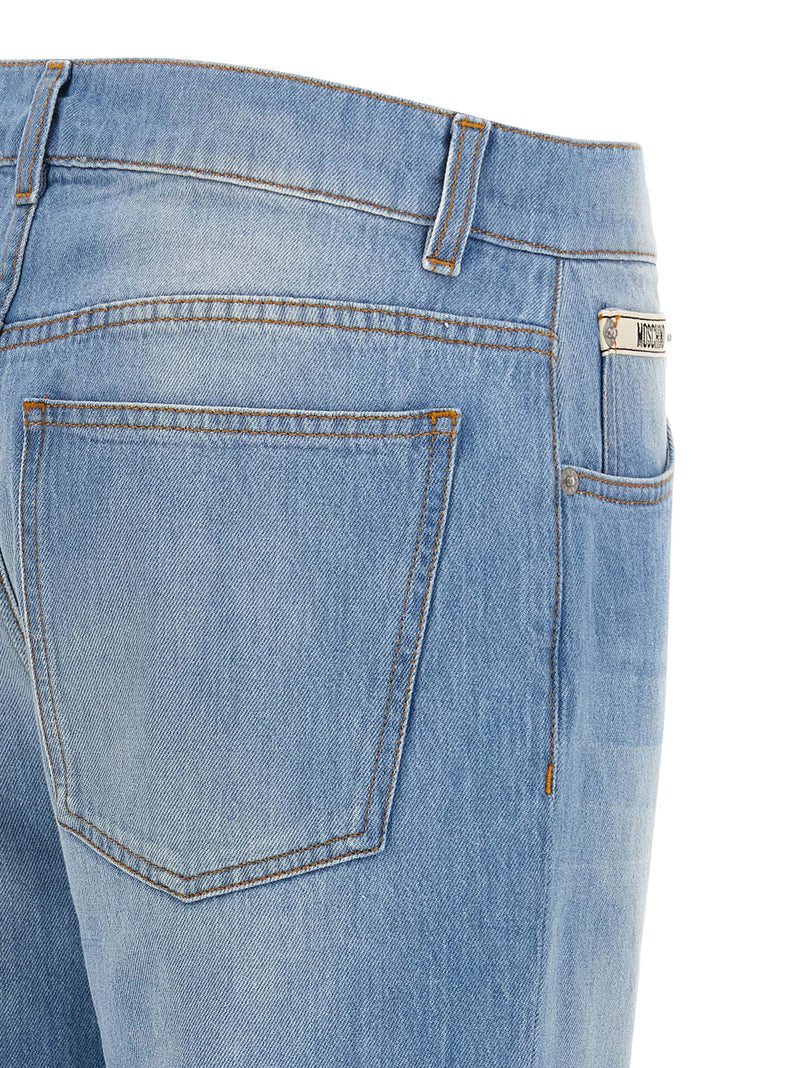 Moschino Blue Cotton Straight-Leg Jeans for Women
