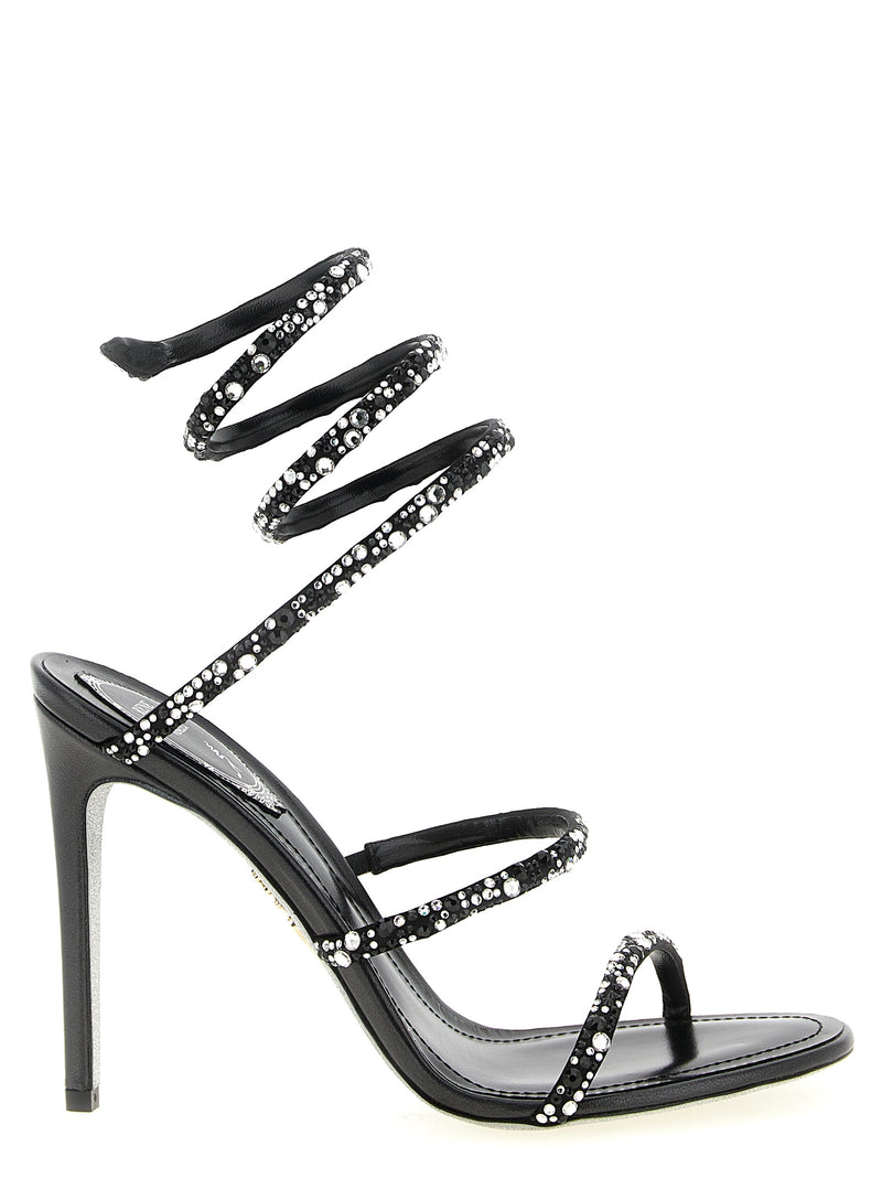 RENE CAOVILLA Bicolor Viscose Stiletto Heel Sandals - Cleo Model