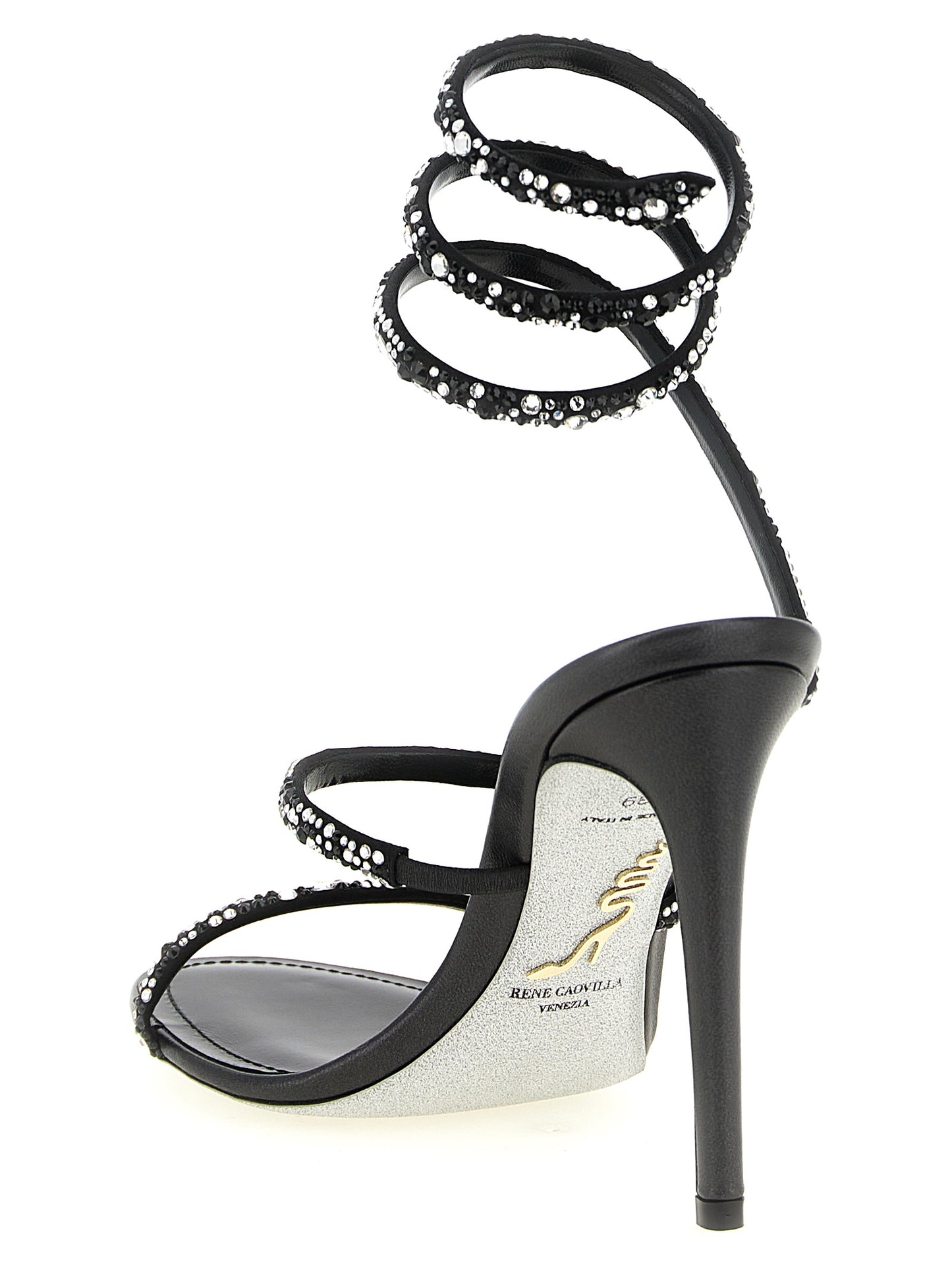 RENE CAOVILLA Bicolor Viscose Stiletto Heel Sandals